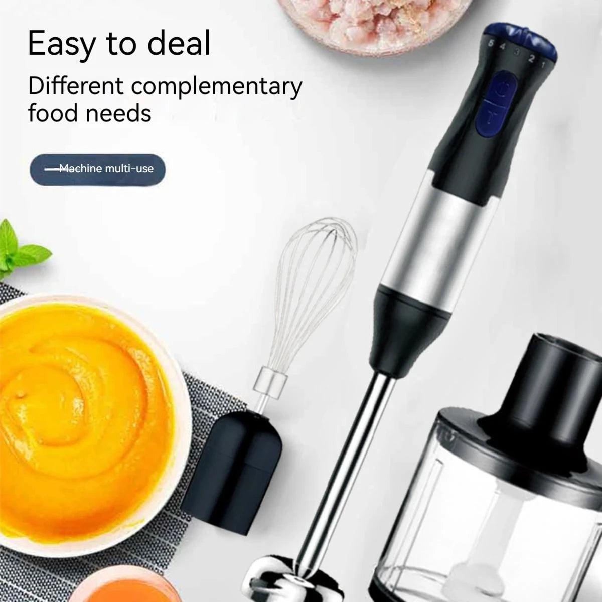 OWJHE 1000W 4in1 Electric Hand Blender,stainless steel blade hand blender, meat and vegetable,egg juicer set Baby Food Processor