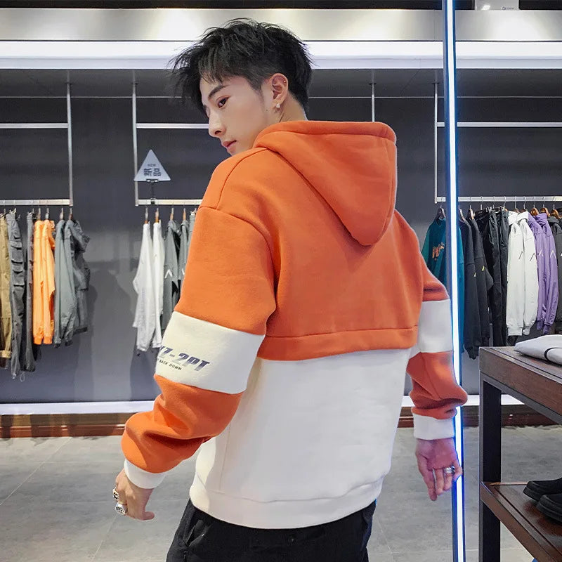 YiXin Patchwork Hoodie for Men Winter Autumn Men Oversized Hoodie Plus Size Sports Fashion Hoodies Men Custom Logo