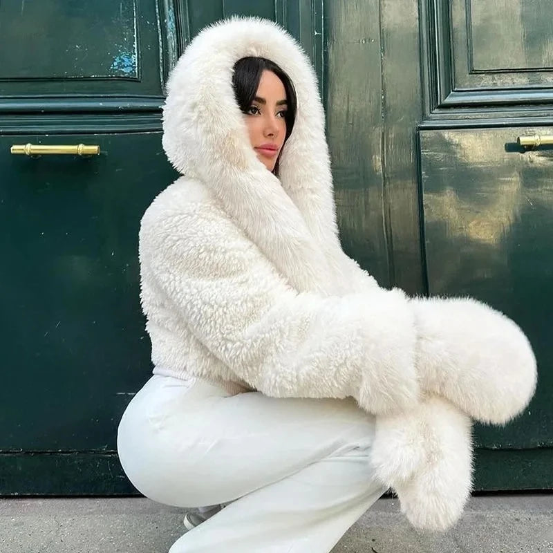 Shpmishal  Autumn and Winter Fashion New Warm Jacket New Hooded Solid Color Loose Casual Coat Female Clothes