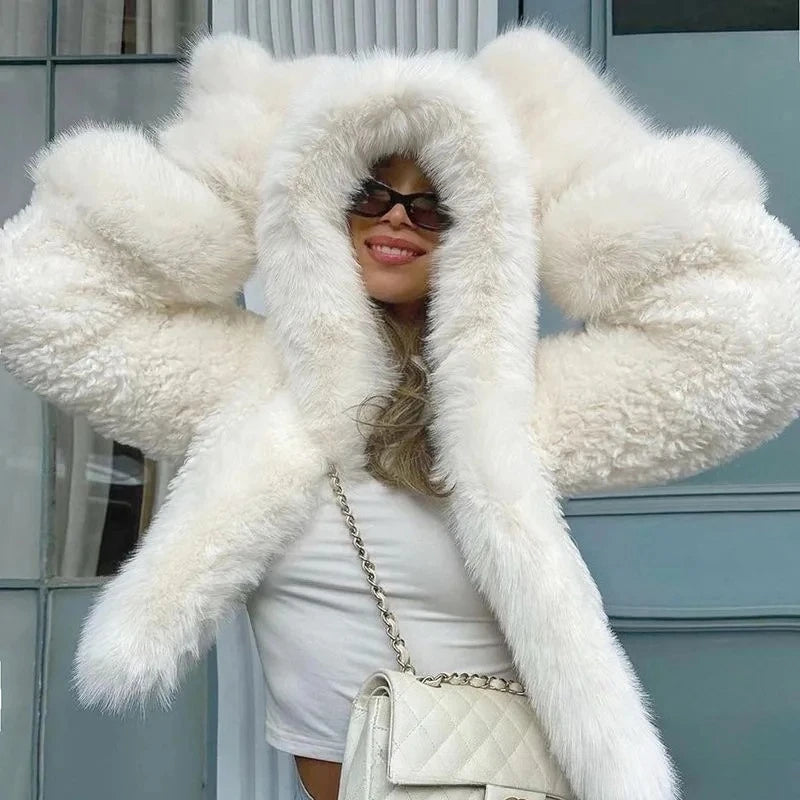 Shpmishal  Autumn and Winter Fashion New Warm Jacket New Hooded Solid Color Loose Casual Coat Female Clothes